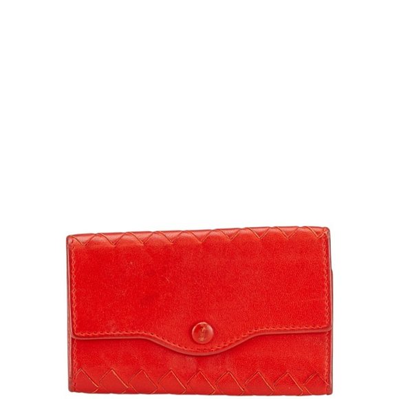 Bottega Veneta Intrecciato 6-ring key case in red leather for women.,All Products : American Fashion Style Bags On Sale